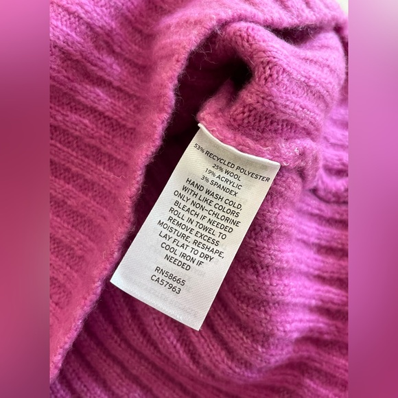Halogen Puff Sleeve Ribbed Sweater Wool Blend square neck pink Sz: L NWT - Picture 9 of 11